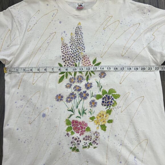 Fruit Of The Loom Vintage Single Stitch Floral Short Sleeve T-Shirt Size XL - Picture 6 of 8